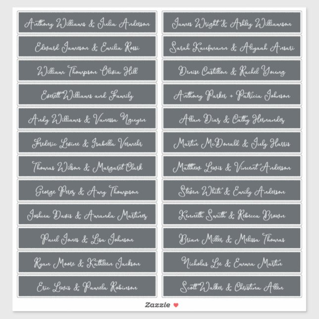 Handwritten Script Guest Names Labels OffBlack (Sheet)