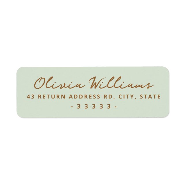 Handwritten script light sage green return address (Front)