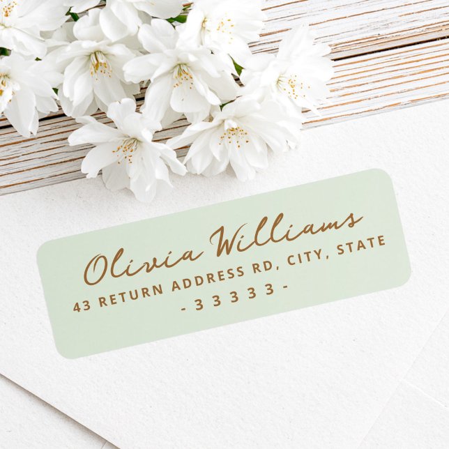 Handwritten script light sage green return address (Handwritten script light sage green return address label)