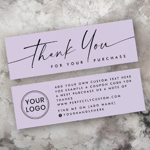 Handwritten script logo purple thank you insert