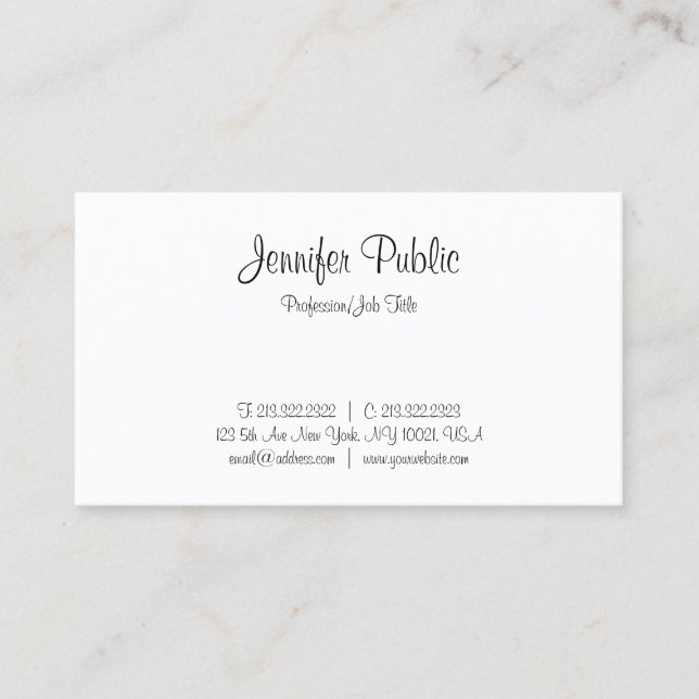 Handwritten Script Minimalist Fashionable Modern Business Card (Front)