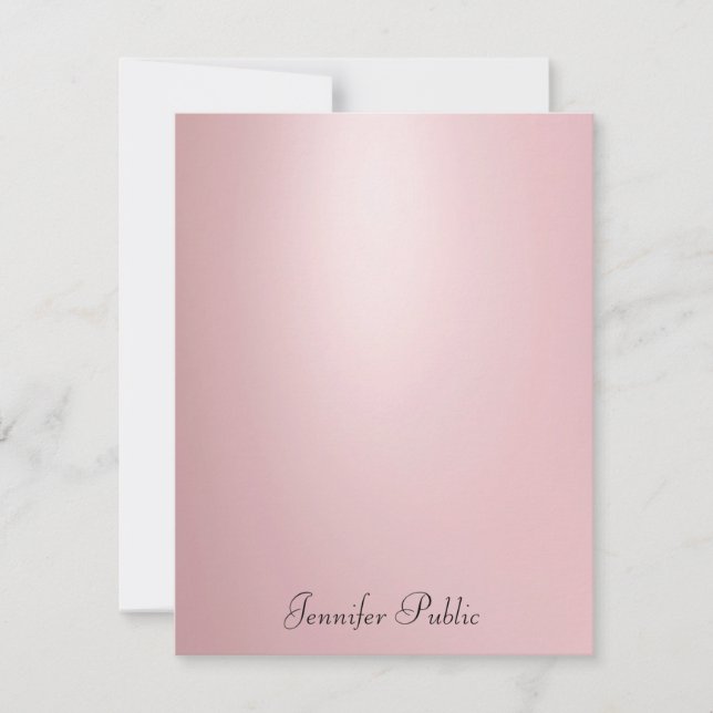 Handwritten Script Modern Elegant Rose Gold Trendy Card (Front)