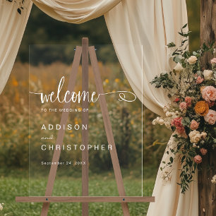 Handwritten Script Modern Minimal Wedding Welcome Acrylic Sign