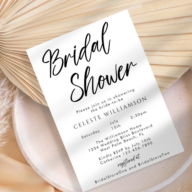Handwritten Script Modern Minimalist Bridal Shower Invitation (Creator Uploaded)