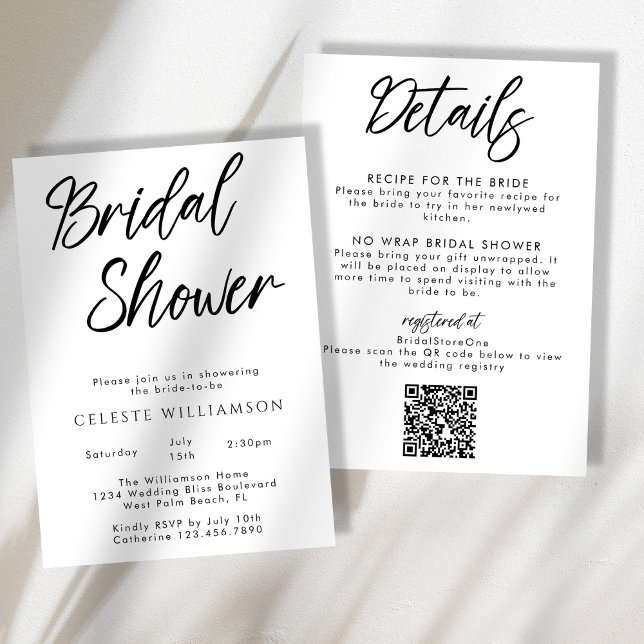 Handwritten Script Modern Minimalist Bridal Shower Invitation (Creator Uploaded)