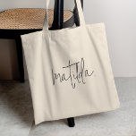 Handwritten Script Modern Monogram Name Tote Bag<br><div class="desc">Simple,  stylish & trendy tote bag in a modern handwritten font in a scandinavian 'scandi' minimalist design style. This product can be easily personalised with your name or the name of a loved one for the perfect gift for a birthday,  hen party,  wedding,  christmas and lots more!</div>