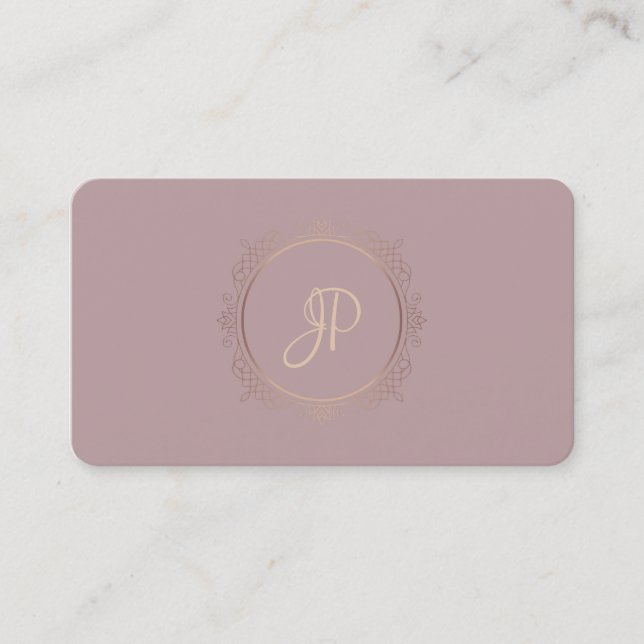 Handwritten Script Modern Monogram Template Business Card (Front)