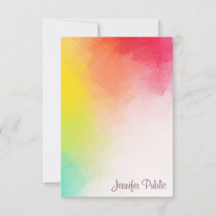 Handwritten Script Monogram Rainbow Colours Card