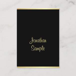 Handwritten Script Name Black Gold Template Modern Business Card