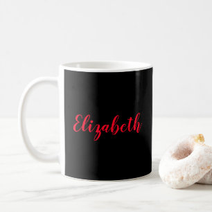 Handwritten Script Name Elegant Black Coffee Mug
