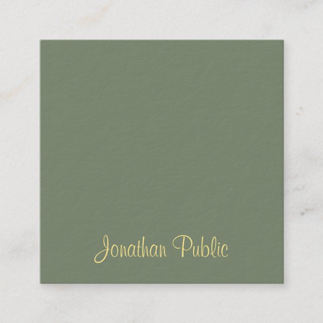 Handwritten Script Name Elegant Template Modern Square Business Card (Front)