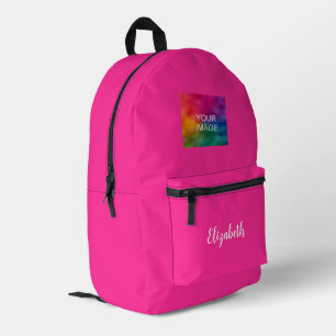 Handwritten Script Name Pink Solid Colour Cute Bes Printed Backpack