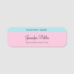 Handwritten Script Name Text Blush Pink Mint Blue Tag