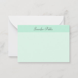Handwritten Script Name Text Modern Mint Green Card
