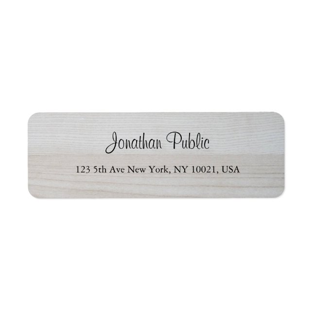 Handwritten Script Name Text Wood Return Address (Front)
