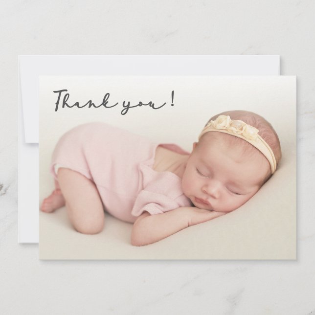 Handwritten Script Newborn Baby Photo Thank You (Front)