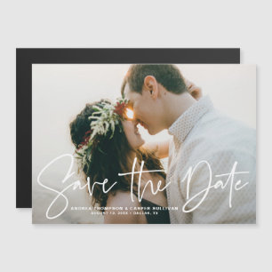 Handwritten Script Overlay Photo Save the Date Magnetic Invitation