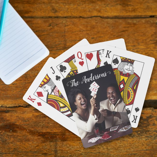 Handwritten Script Personalised Photo Calligraphy  Playing Cards (Creator Uploaded)