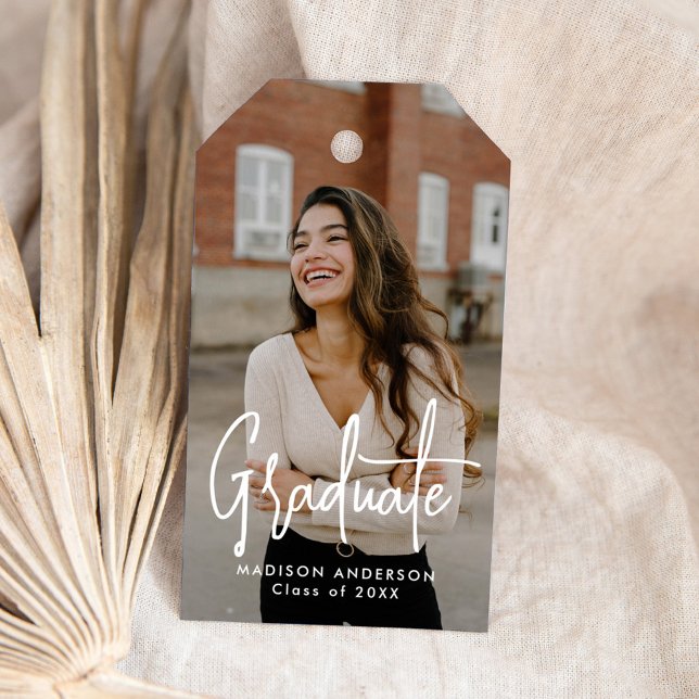 Handwritten Script Photo Graduation Gift Tags (Creator Uploaded)