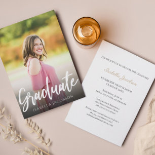 Handwritten Script Photo Graduation Party Invitation
