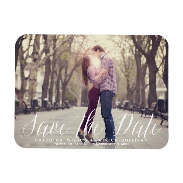 Handwritten Script Photo Save the Date Magnets (Horizontal)