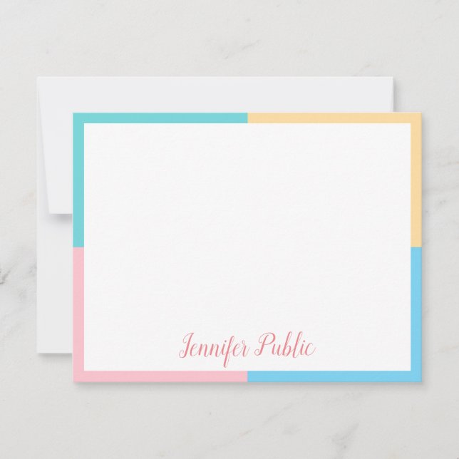 Handwritten Script Pink Yellow Blue Green Template (Front)