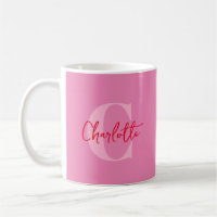 Handwritten Script Quirky Whimsy Monogrammed Pink