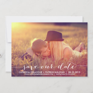 Handwritten Script Save Our Date Announcement