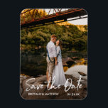 Handwritten Script Save the Date Couple Photo Magnet<br><div class="desc">Trendy Modern Handwritten Script Save The Date Engagement Announcement Photo Magnet</div>
