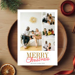 Handwritten Script Serif Merry Christmas 5 Photo Holiday Card<br><div class="desc">Share the magic of the season with a personalised Christmas card that radiates warmth and elegance. The front features four of your favourite photos, thoughtfully arranged to highlight your most treasured memories. Beneath them, a graceful “Merry Christmas” greeting pairs a refined serif font with delicate handwritten script, bringing together classic...</div>