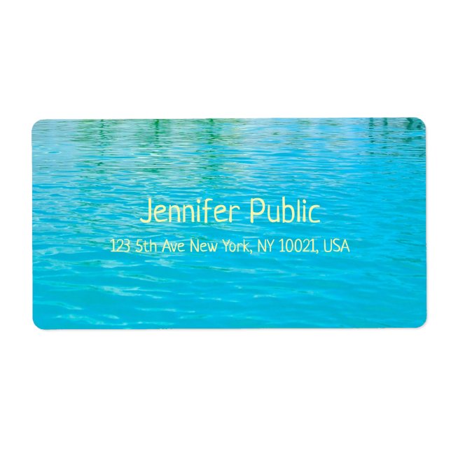 Handwritten Script Template Blue Green Sea Water (Front)
