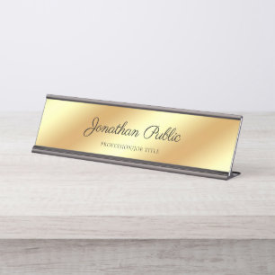 Handwritten Script Template Modern Simple Gold Top Desk Name Plate