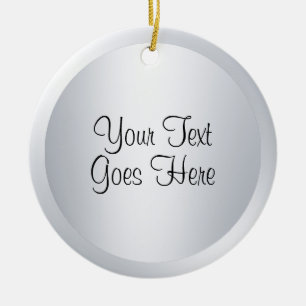 Handwritten Script Template Silver Metallic Look Ceramic Tree Decoration