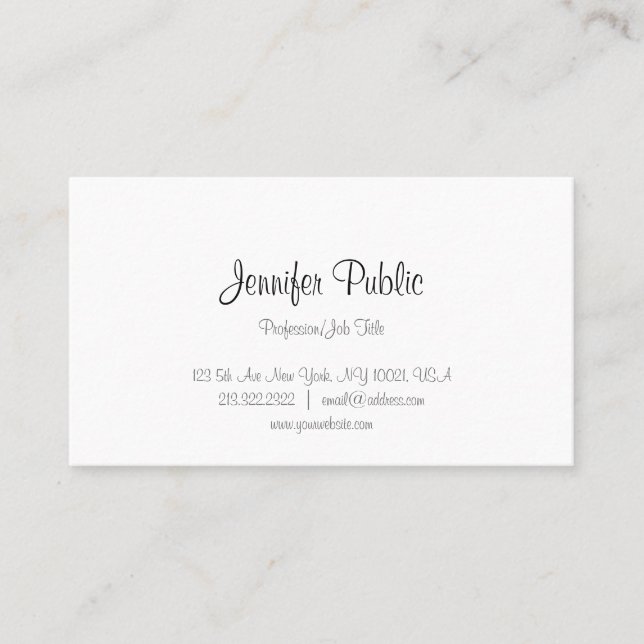 Handwritten Script Text Minimalist Modern Template Business Card (Front)
