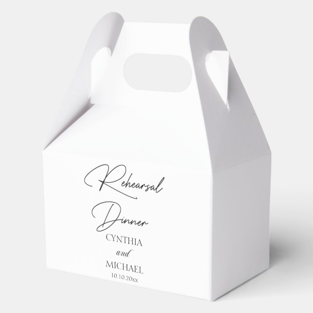 Handwritten Script Wedding Rehearsal Dinner Favour Box (Front)