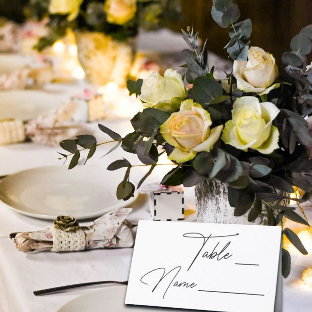 Handwritten Script Wedding Table Number Place Card (Creator Uploaded)