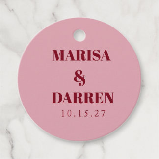 Handwritten Script Whimsical Pink Custom Wedding Favour Tags