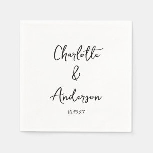 Handwritten Script Whimsical White Custom Wedding Napkin