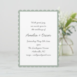 Handwritten Script Whimsy Sage Green Wedding Invitation