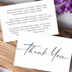 Handwritten script white mini thank you card