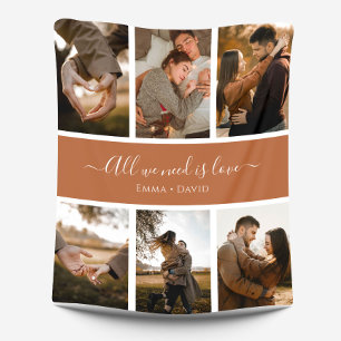 Handwritten Script with Names 6-Photo Fleece Blanket