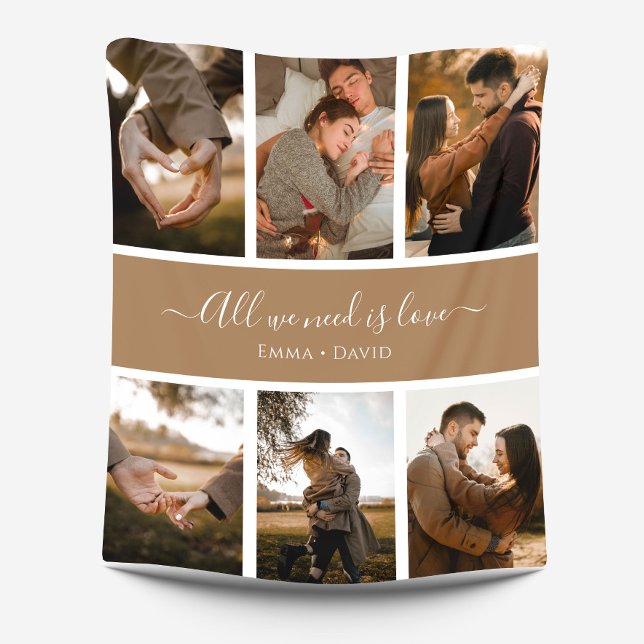 Handwritten Script with Names 6-Photo Fleece Blanket (Creator Uploaded)