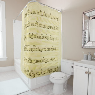 Handwritten Sheet Music Song Notes Antique Ivory Shower Curtain