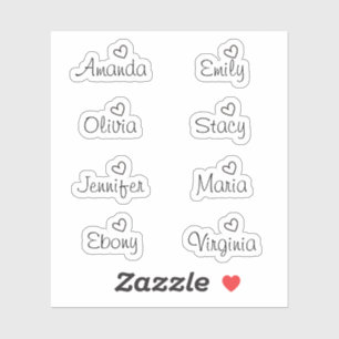 Handwritten Signature Heart Script Name Sticker