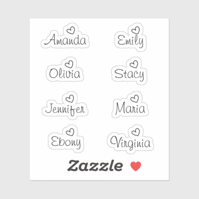 Handwritten Signature Heart Script Name Sticker (Sheet)