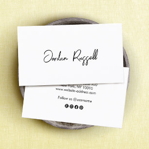 Handwritten Signature Script Black and White Business Card