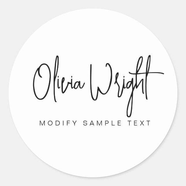 Handwritten signature script typography design han classic round sticker (Front)