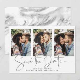 Handwritten Silver Foil Marble Save the Date
