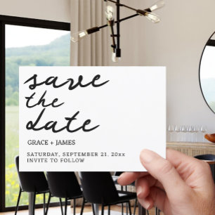 Handwritten Simple Minimalist Typography Wedding Save The Date