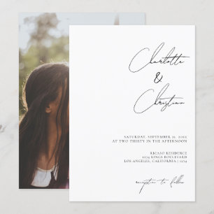 Handwritten Simple Minimalist Wedding Invitation